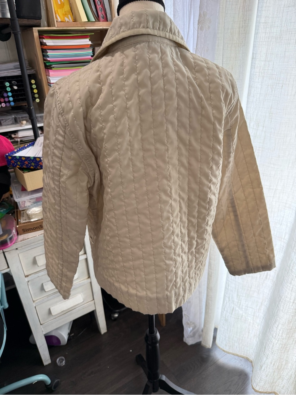 Geoffrey Beene Quilted Cream Snap-Front Jacket - Picture 3 of 4
